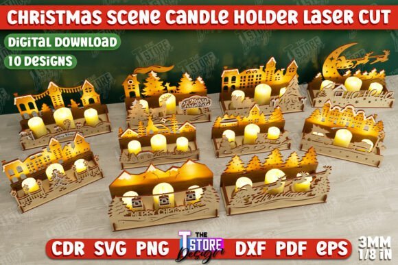 Candelabro Con Escena Navidena Creativo Digital